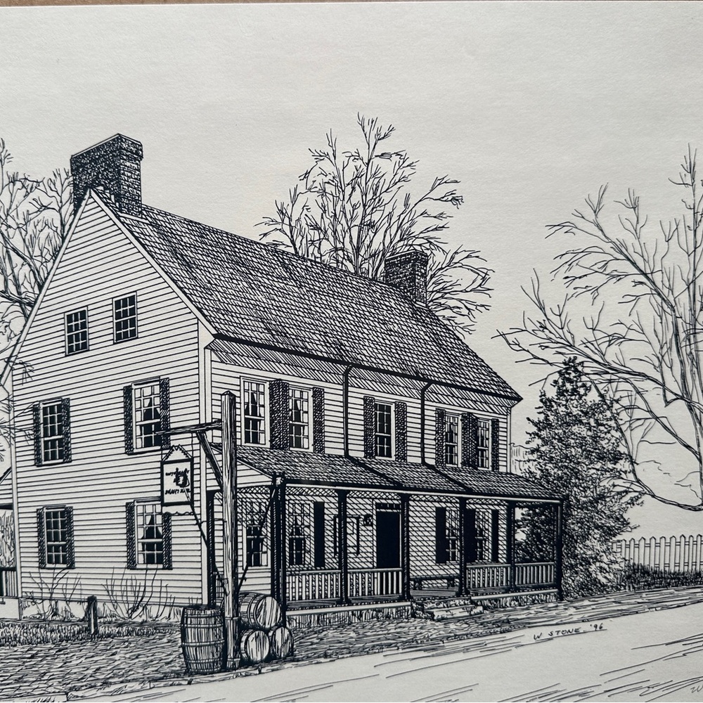 “Salem Tavern, Old Salem” Vintage pen and ink print